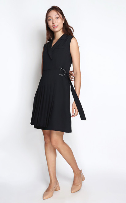 Pleated Tux Dress - Black