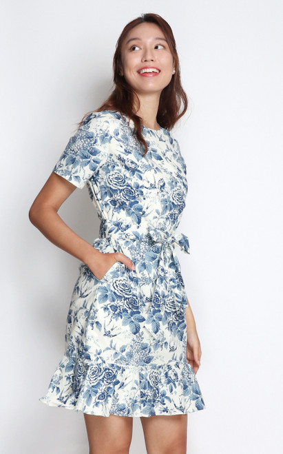 Porcelain Print Dress - Blue