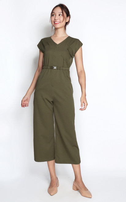 Belted Jumpsuit - Olive