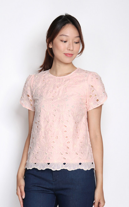 Embroidered Floral Top - Pink