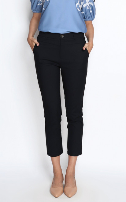 Straight Leg Skinny Pants - Black