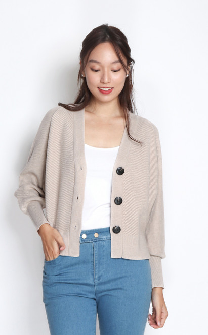 Batwing Knit Cardigan - Oat