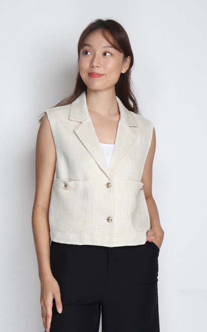 Tweed Vest Jacket - Yellow