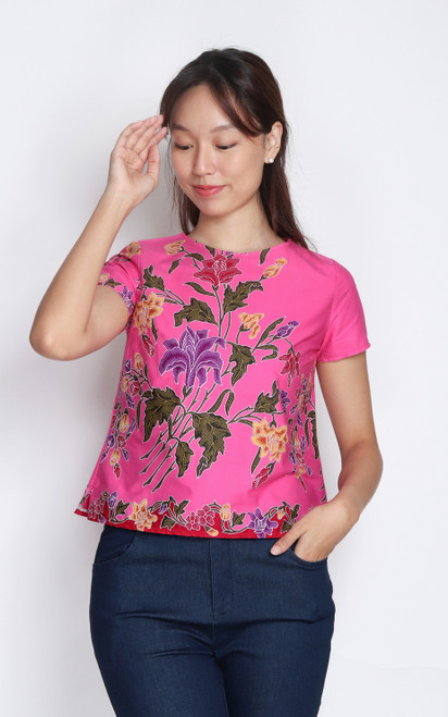 Batik Top - Floral Pink