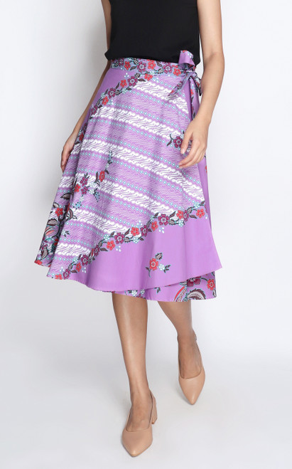 Batik Wrap Skirt - Floral Parang Purple