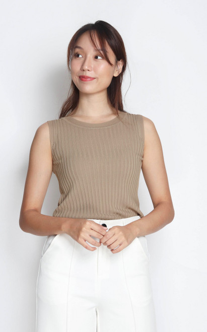 Knit Tank Top – Taupe