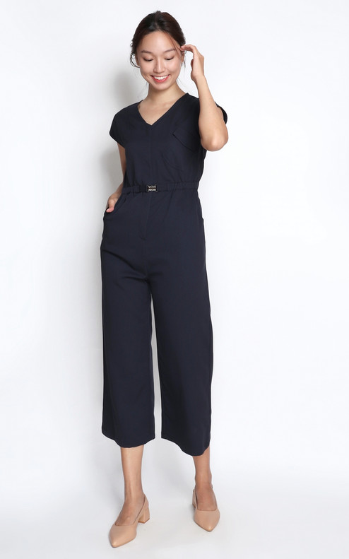 Belted Jumpsuit - Navy