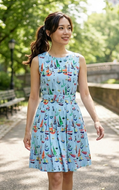 Ship Ahoy Dress - Sky Blue