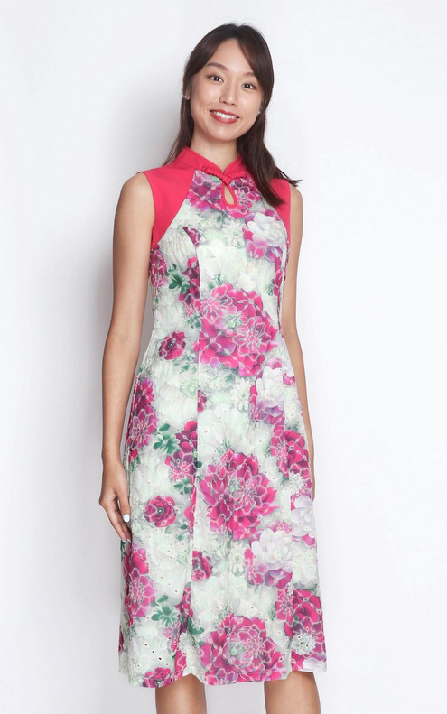 Embroidered Floral Print Cheongsam