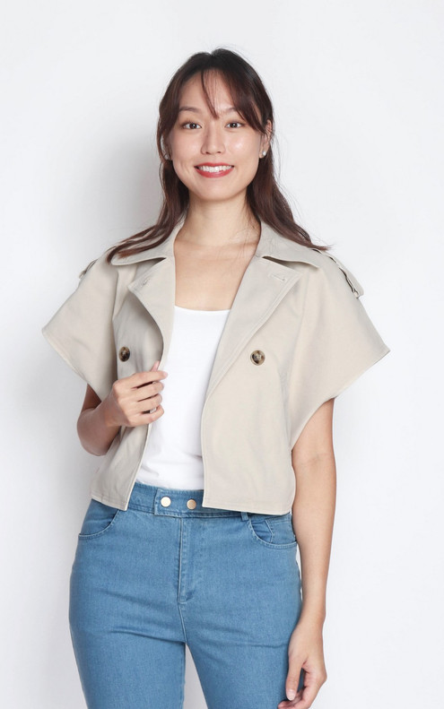 Trench Inspired Jacket - Light Khaki
