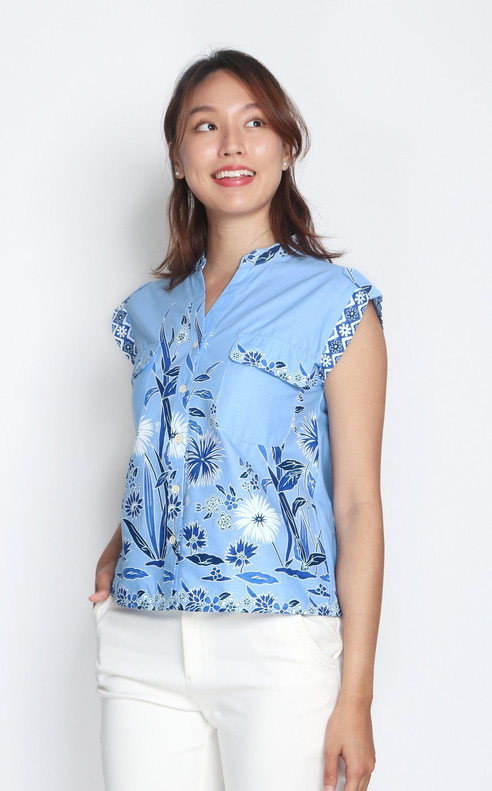 Batik Button Up Shirt - Blue