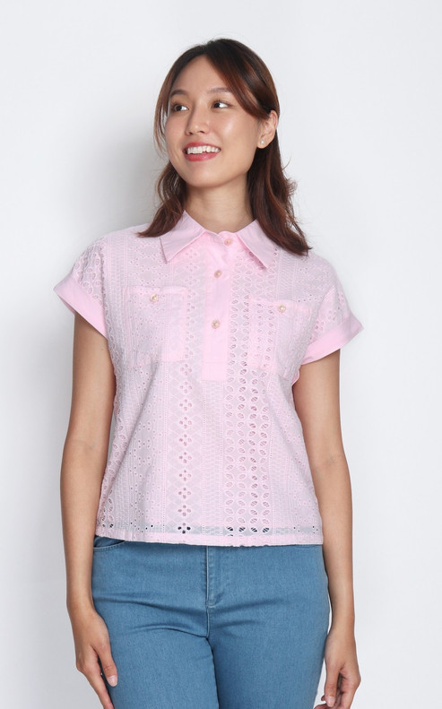 Sera Eyelet Shirt - Pink Sera Eyelet Shirt - Pink