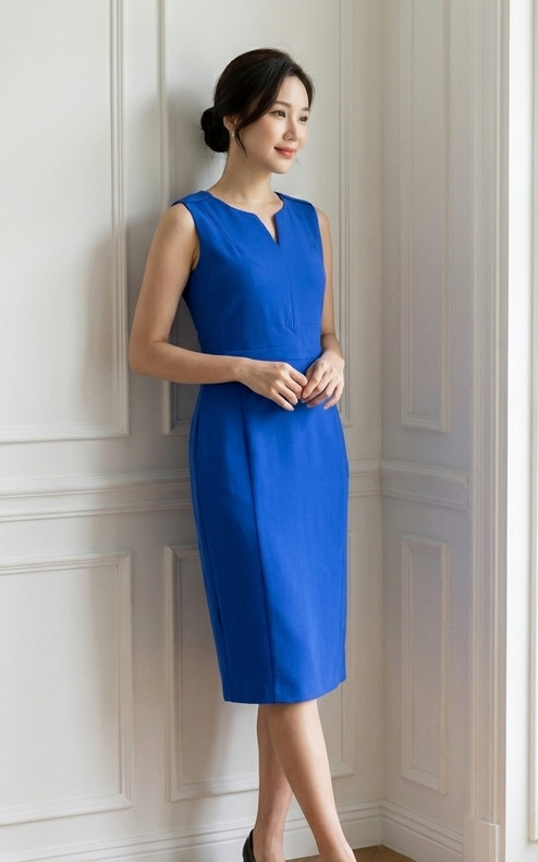 Sloane Pencil Midi Dress - Cobalt