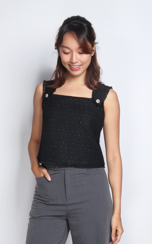 Jennie Tweed Top - Black