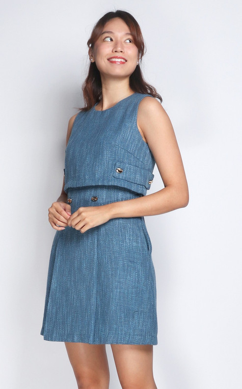 Ayla Dual Layer Dress - Blue