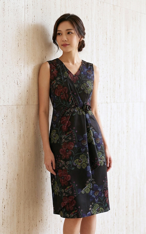 Marielle Asymmetrical Drape Dress - Black