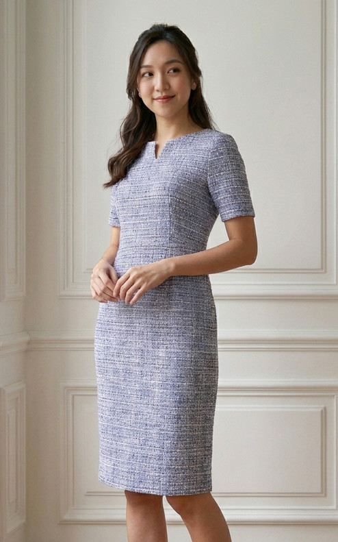 Sezane Tweed Pencil Dress - Lilac
