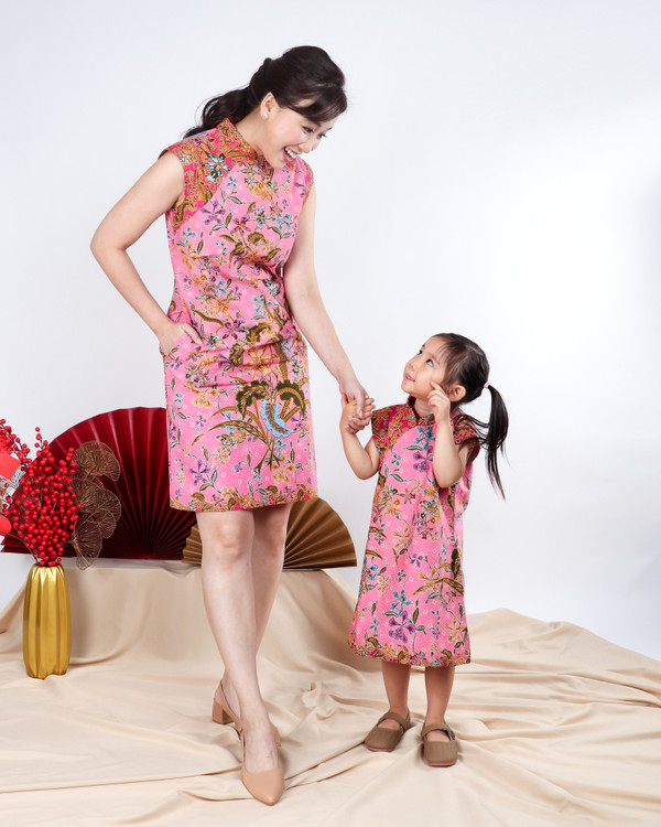 Amal Batik Cheongsam Dress - Pink