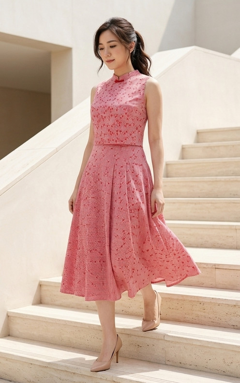 Lorraine Gingham Midi Skirt - Red