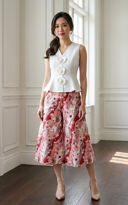 Sakura Japanese Cotton Culottes - Pink