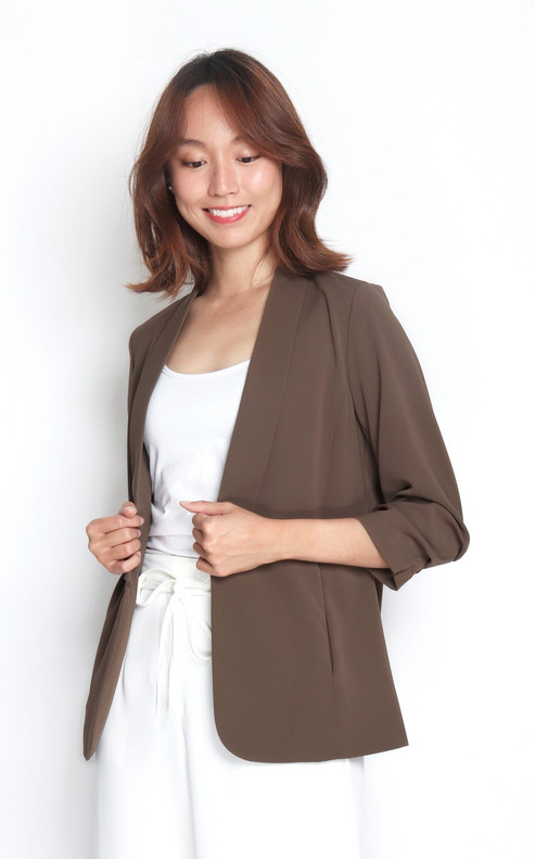 Greta Shawl Collar Jacket - Mocha