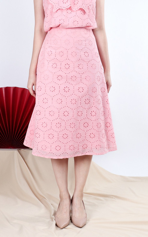 Josie Eyelet Skirt - Pink