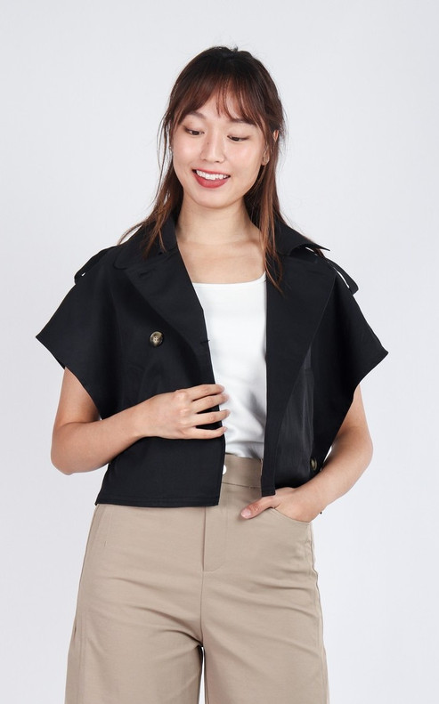 Brielle Trench Inspired Jacket - Black