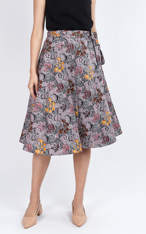 Althea Batik Wrap Midi Skirt - Yellow