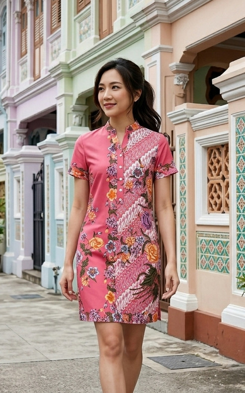 Reina Batik Shift Dress - Pink