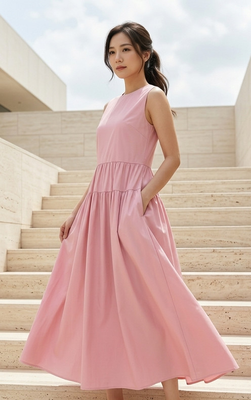 Verena Tiered Maxi Dress - Pink