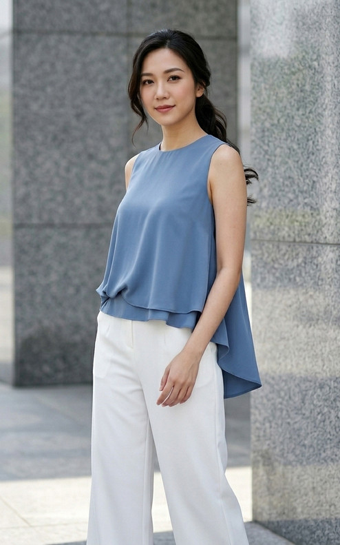 Santia Flowy Top - Slate Blue