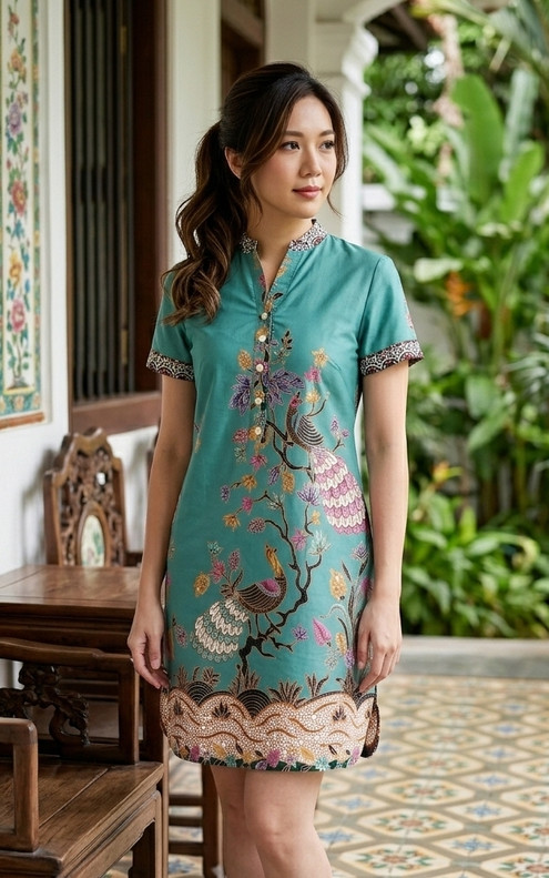 Arabella Batik Shift Dress - Jade