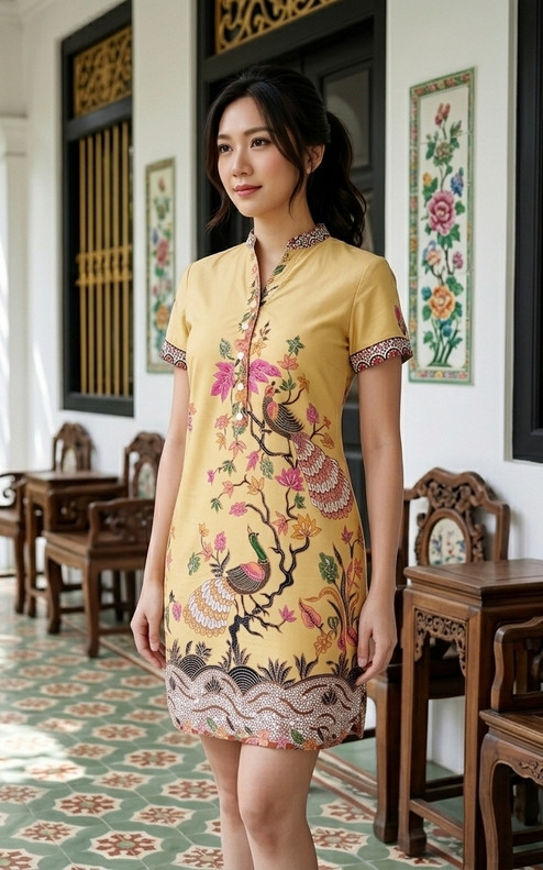 Arabella Batik Shift Dress - Buttercream