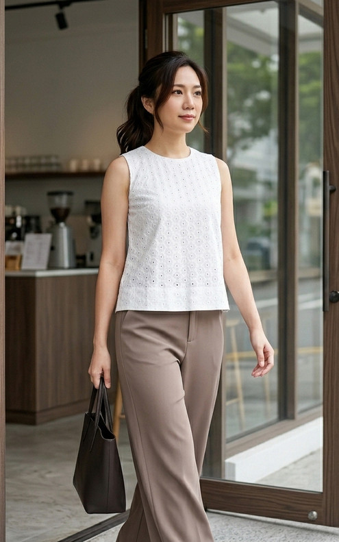 Mirabelle Eyelet Shift Top - White