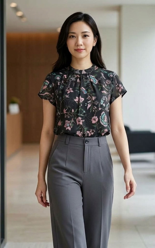 Aviora Floral Blouse - Black
