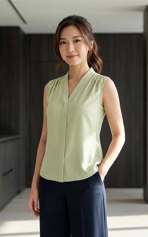 Gabby V-Neck Top - Avocado