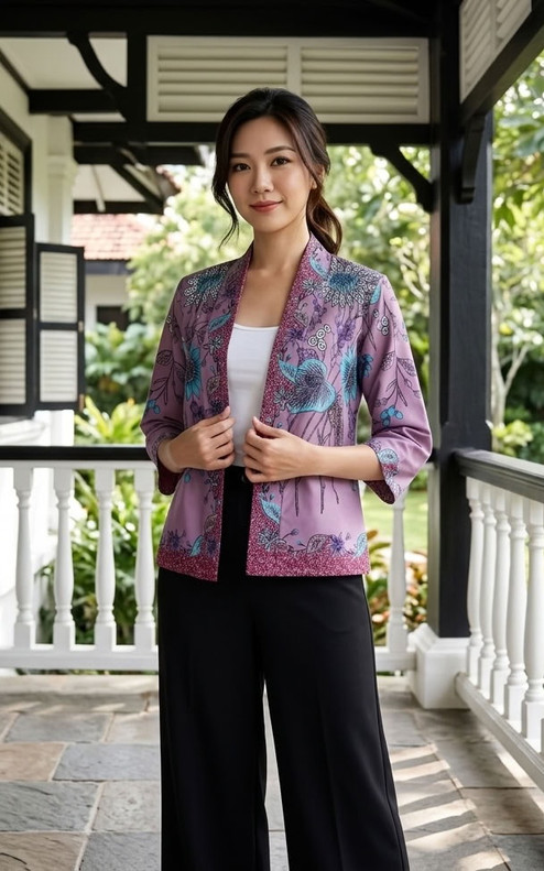 Nori Batik Kimono Jacket - Orchid Purple