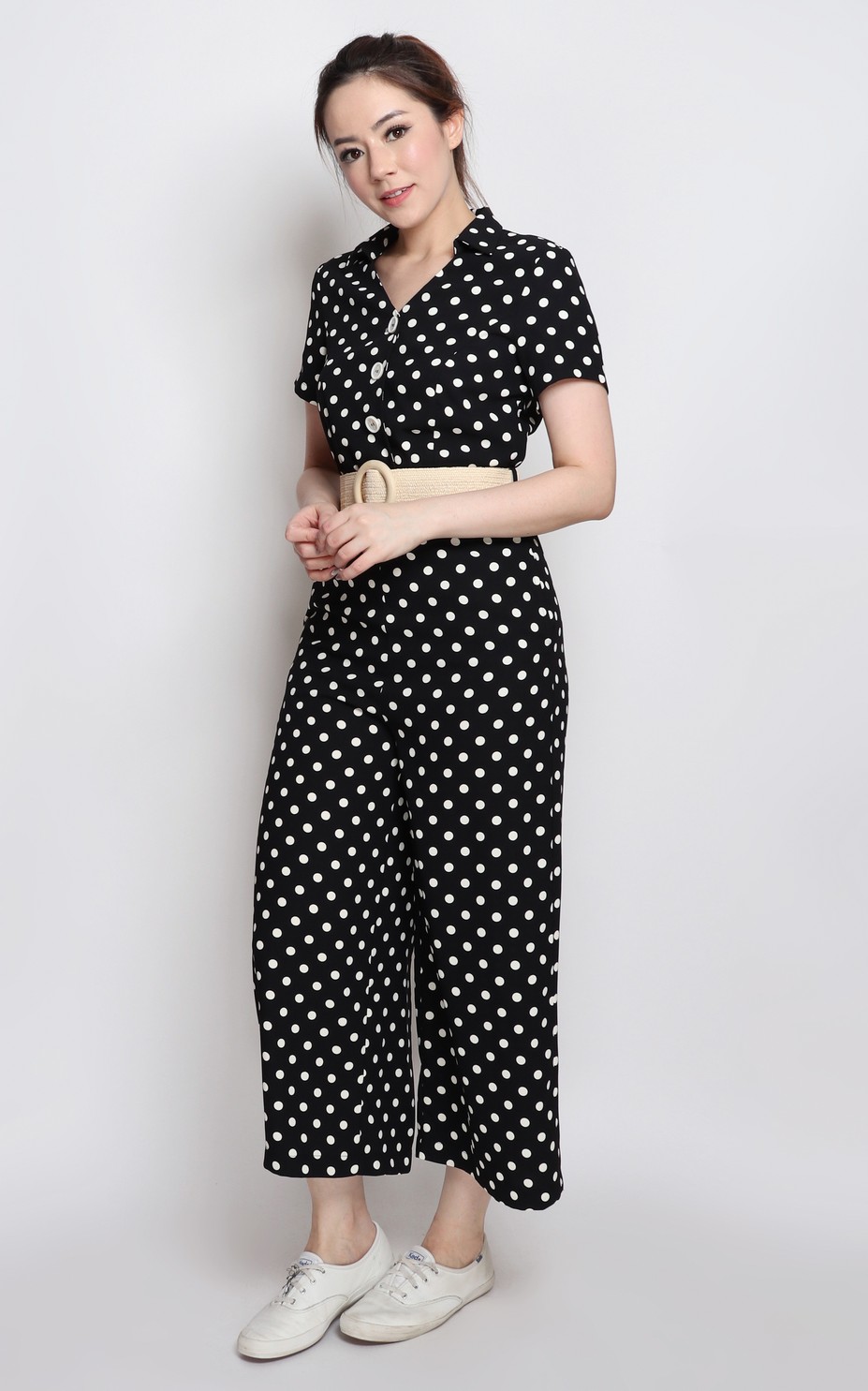 Polka dot jumpsuit with sleeves Outlet