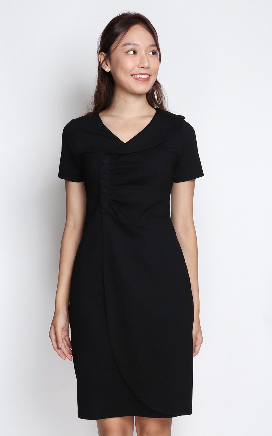 Asymmetrical Pencil Dress - Black | Singapore Online Work Dresses |  ALYSSANDRA