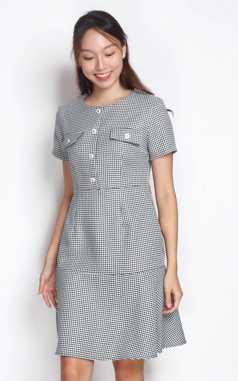 A-line Work Dress - Houndstooth | Singapore Online Work Dresses | ALYSSANDRA