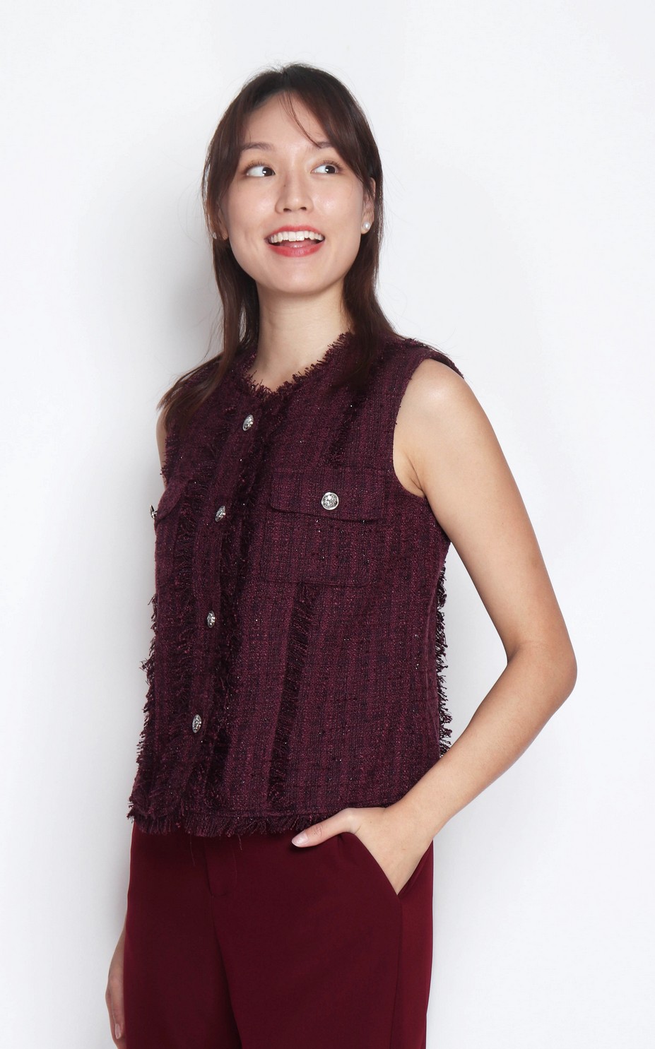 トップス OHGA TWEED VEST JOSEPH Arago double-breasted tweed vest | NET-A-PORTER