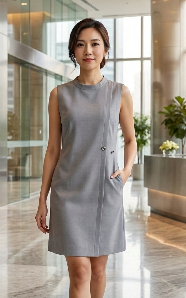 Stretford Shift Dress - Grey | Singapore Ladies Work Wear