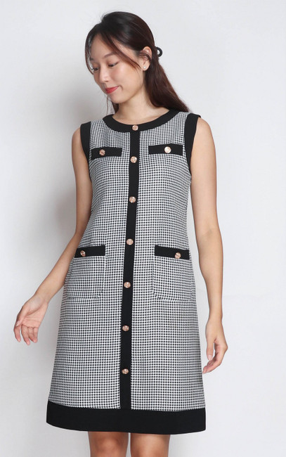 Contrast Shift Dress - Houndstooth | Singapore Online Work Dresses