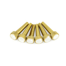 Brass Acoustic Guitar Bridge Pins with Pearl Inlays pack of 6
