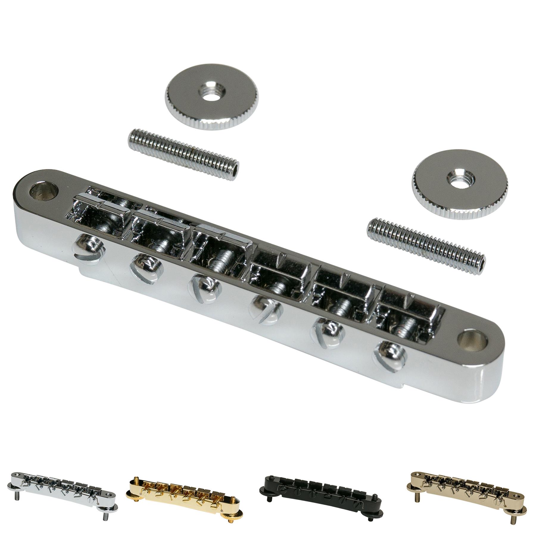 Lion Pattern Chrome LAMSAM ABR-1 Style Tune-o-matic Bridge Stop Tailpiece Combos Brass Roller Saddle TOM Bridge & Tail-piece with Large Metic Studs Posts for Les Paul Style Electric Guitars 