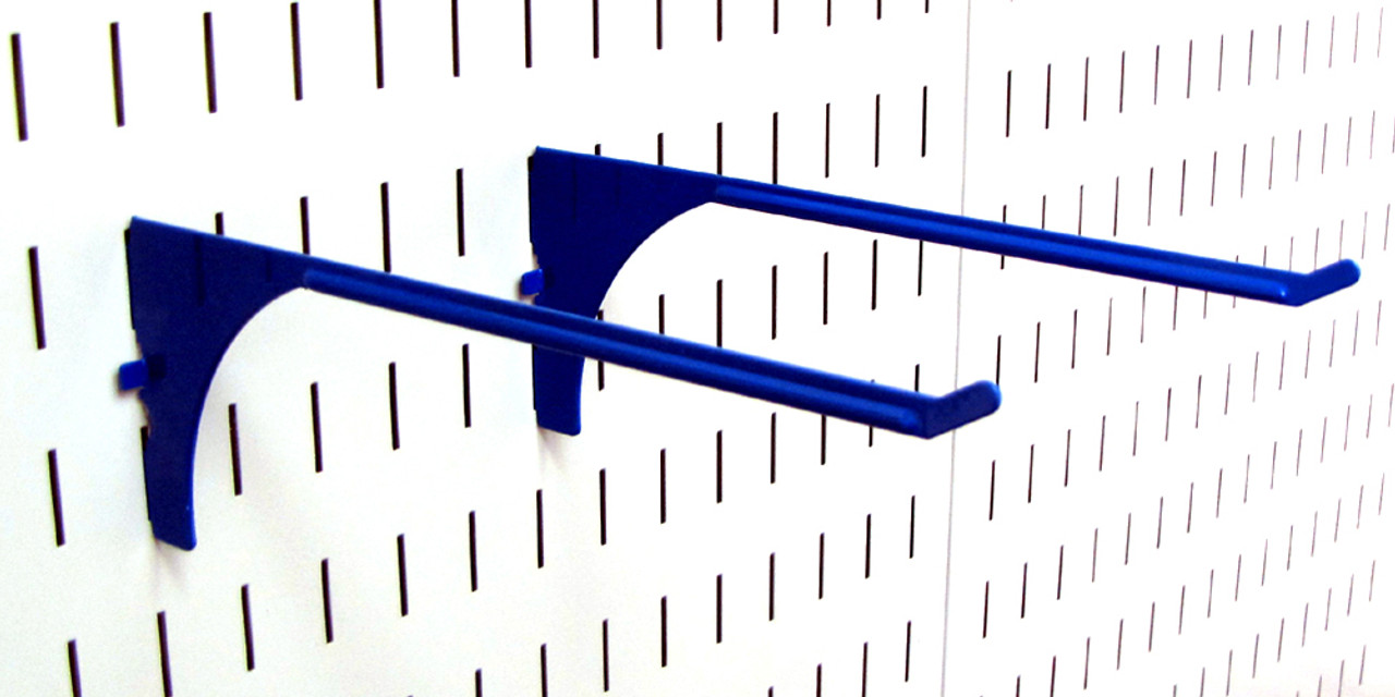 Wall Control Pegboard 9-Inch Reach Extended Slotted Hook Pair - Blue (10-ER-004 Bu)