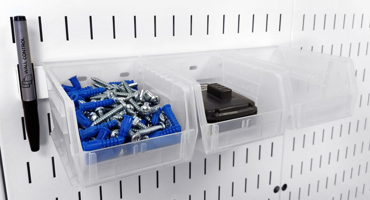 Plastic Bin Cabinet Organizer for Slotted Peg Boards - Wall Control