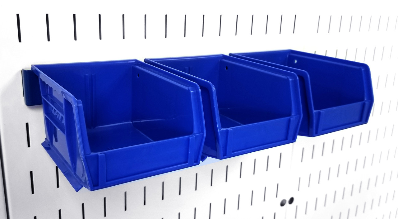 Plastic Hanging Gun Pegboard Bin 4x5x3 - (3) Pack - 10-30-210 Blue