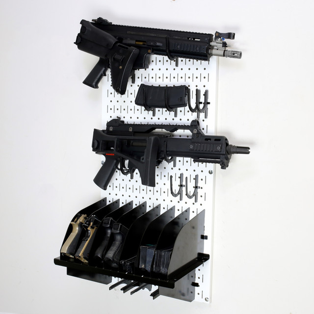 White Wall Gun Rack Panel Metal Pegboard 32 x 16