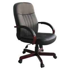 Boss B8376-M LeatherPlus Exec Chair W/ Mahogany Finish